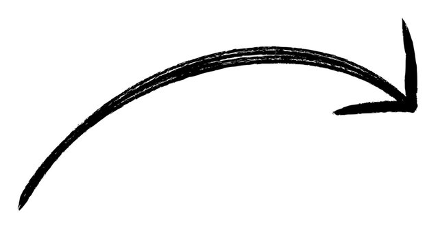 Hand-drawn curved arrow with brushstroke texture
