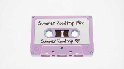 Fototapeta premium Vintage cassette tape labeled Summer Roadtrip Mix for nostalgic vibes