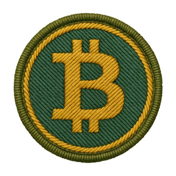 PNG Embroidered Bitcoin patch design.