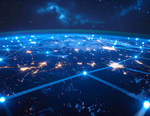 未来的なデジタルグリッドと光る接続 / Futuristic Digital Grid with Glowing Connections