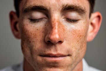 Obraz premium Close-up portrait of a professional taking a slow calming breath