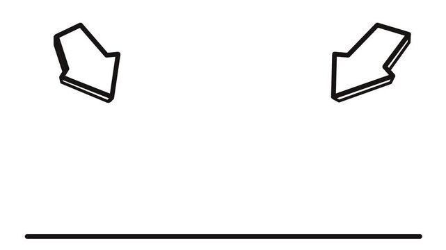 Large geometric arrows hang at the top. They point to a strip at the bottom where you can insert text or something else.