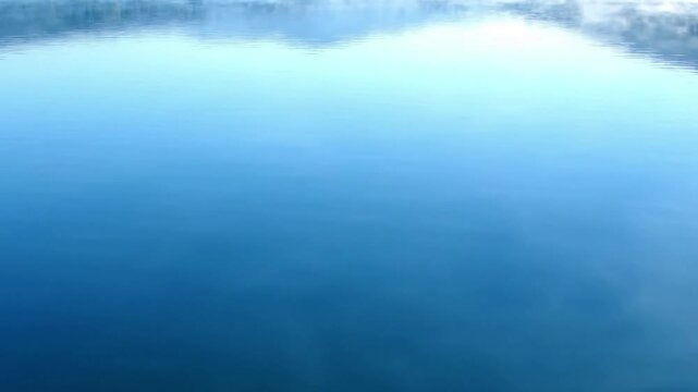 Minimalist Composition Highlight a wide, uncluttered shot of the lake surface, focusing solely on the water and its reflections, with no prominent land features.