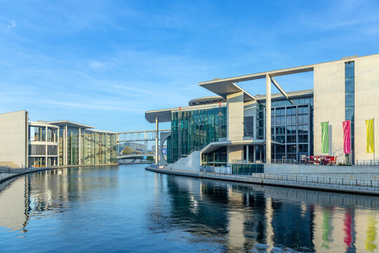view to Marie-Elisabeth-L&uuml;ders-Haus - MELH - and Paul L&ouml;be parliament building in Berlin Mitte, the government area of Berlin.