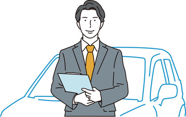 カーディーラーの男性スタッフのイラスト素材