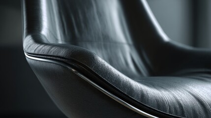 Close up of a modern black leather chair
