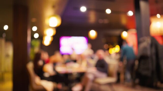 Busy venue with moving crowd, Participants navigate through vibrant event space with quick pace