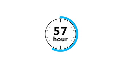 Obraz premium 57 hours timer clock illustration. Counting timer clock on white background.