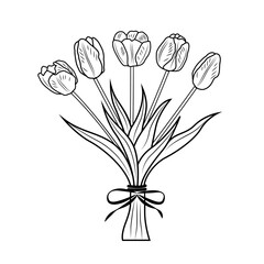 Hand drawn tulip outline vector illustration