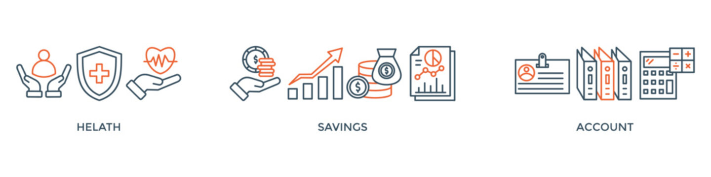 HSA banner web icon vector illustration concept for health saving account with icon of healthcare, growth, id card, and accounting