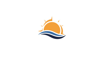 Fototapeta premium Stylized Sun Rising Over Water Waves.
