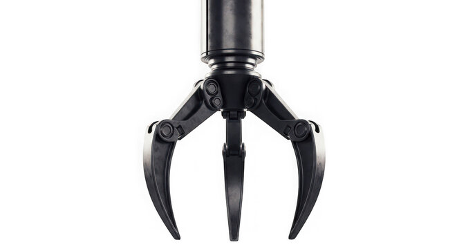 Black metal grabber claw on transparent background isolated