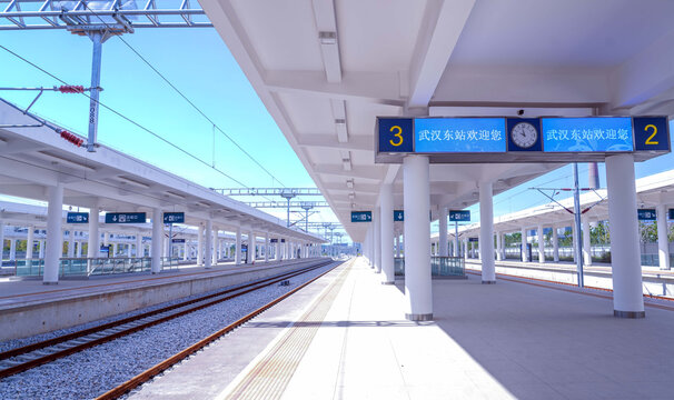 Wuhan East High-Speed Railway Station Platform with Modern Infrastructure