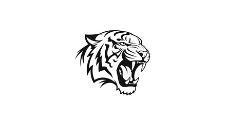 Roaring Tiger Head - A Bold and Fierce Illustration of Wildlife.