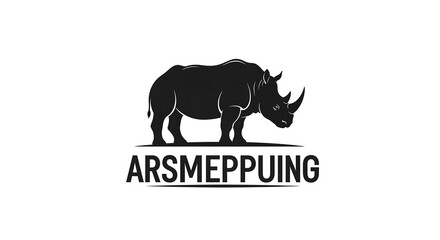 Powerful Rhinoceros Silhouette Logo Design for ARSMEPPUING Brand.