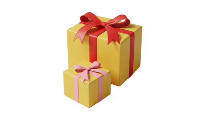 Obraz premium Two gift boxes with red ribbons