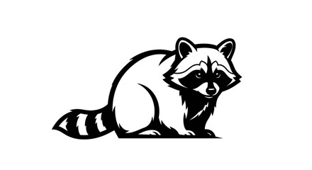 Raccoon Silhouette - A Striking Black and White Wildlife Illustration.