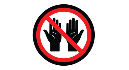 Obraz premium A close-up shot of a no hands sign with a red prohibition symbol on a white background.