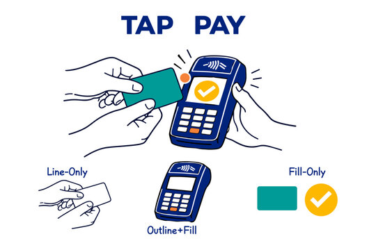 Contactless payment illustration with card and payment terminal