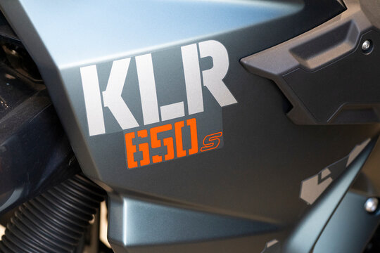 2025 Kawasaki KLR 650 motorcycle logo close up