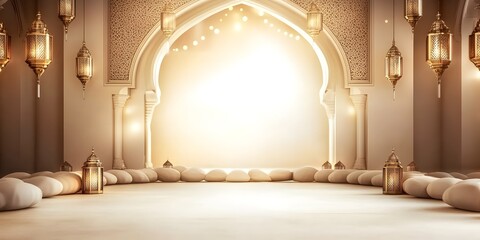Luxury islamic arch, lanterns.
