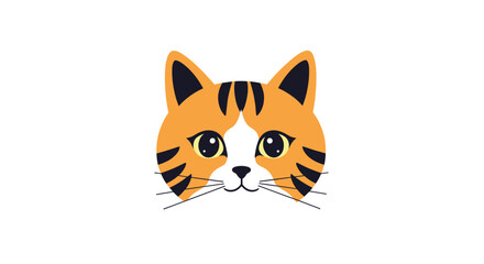 Fototapeta premium The cute face of an orange and white tabby cat with big curious eyes and whiskers peeking into the frame from below.