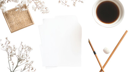 Minimalist workspace setup with coffee and paper