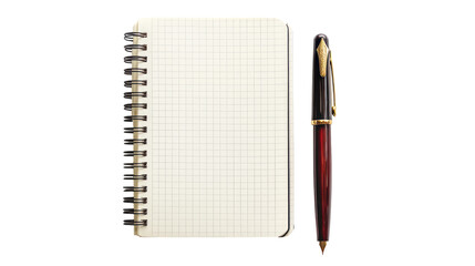 Elegant notebook and pen on transparent background