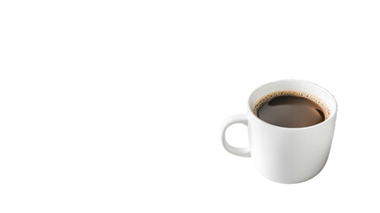 White coffee mug with black coffee, isolated on transparent background