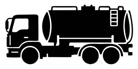 Black silhouette of a fuel tanker truck viewed from the side