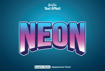 neon text effect with 3d style in blue color can be edited.