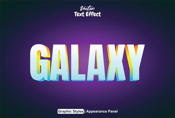 3D style galaxy text effect in purple color can be edited.