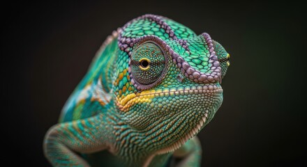 Obraz premium Close Up Chameleon Head Texture