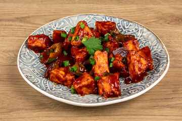 Fototapeta premium Deep fried Indian Chinese Hakka Chili Paneer