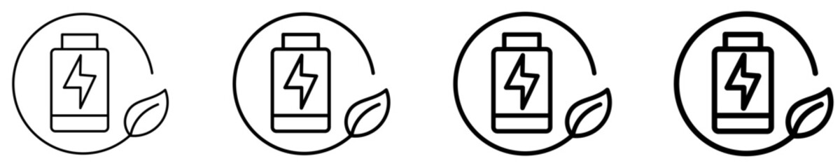 Green Battery  Icon Set Different Style Collection
