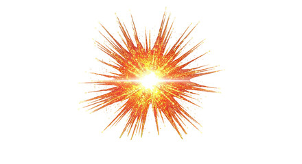 Fiery Explosion Burst with Bright Center and Scattered Particles