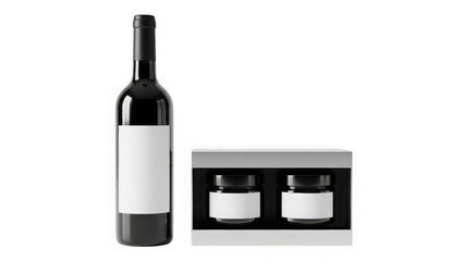 Wine bottle and glasses on a transparent background isolated