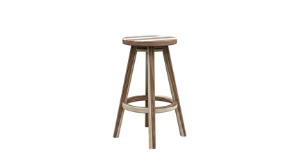 Wooden Bar Stool with Striped Seat