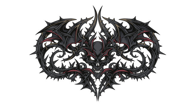 Intricate Dark Fantasy Ornament with Skull and Spikes