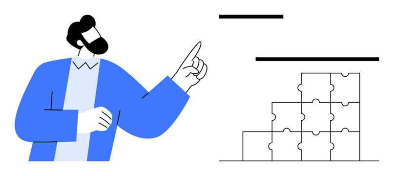 Business strategy concept. Business highlights teamwork, planning, and puzzle integration in achieving goals. Business solutions for collaboration, leadership, growth, and innovation