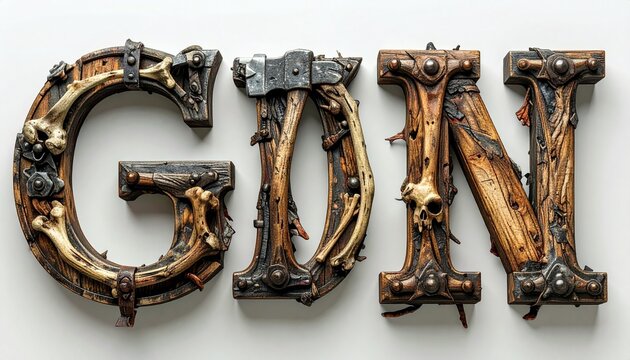 Artistic GIAN Typography Sculpture - Rustic, Industrial, and Unique Design.