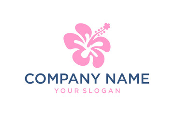 Pink Hibiscus Flower Logo Design Template for Tropical Company Branding © stockhub