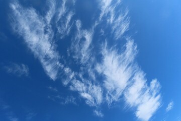 Cirrus clouds in blue sky, natural background