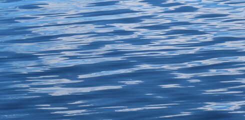 Closeup of blue water texture, panoramic view