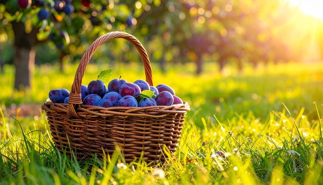 Korb mit Pflaumen