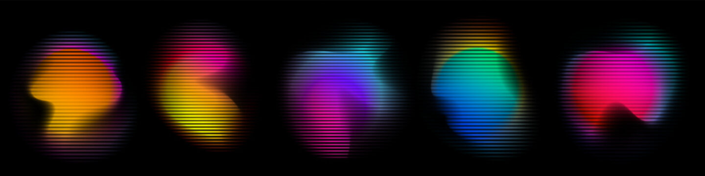 Color gradient circle backgrounds, abstract neon light of color blend shapes, vector bright gradation for logo template. Soft color gradient blend mesh blur of smooth vibrant multicolor, glow circles