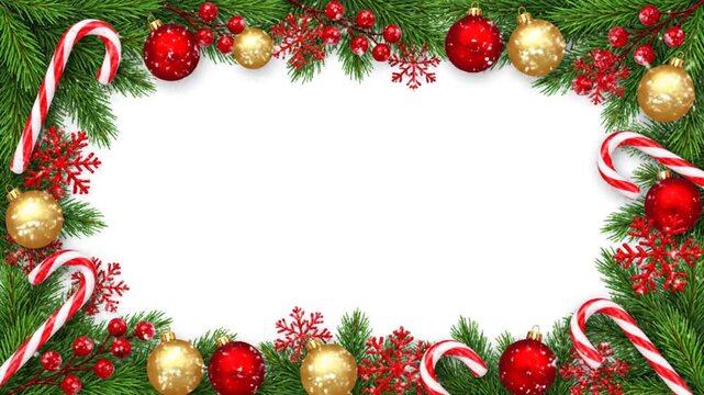 Christmas border with ornaments.