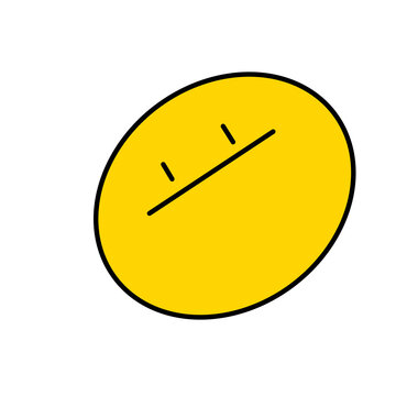 Cute yellow expressionless face emoji hand drawn dood