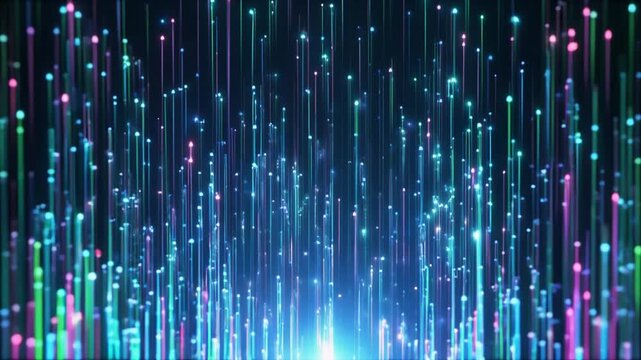 Ultra bright matrix light drops on abstract background footage