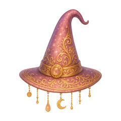 PNG Whimsical ornate wizard hat illustration.